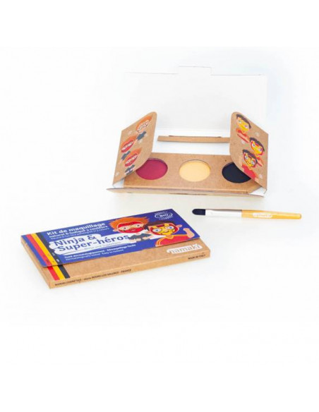 Namaki Kit de maquillage 3 Couleurs Ninja et Super-héros rouge jaune noir