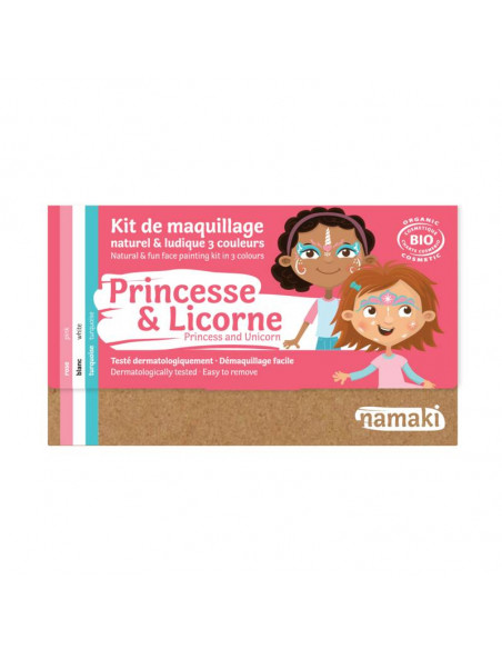 Namaki Kit de maquillage 3 Couleurs Princesse et Licorne rose blanc bleu