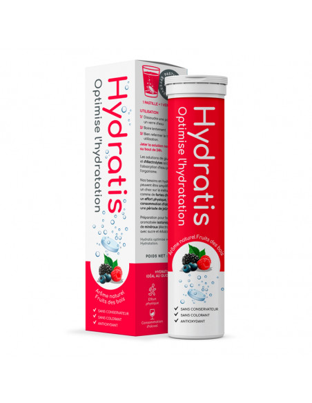 Hydratis Fruits des Bois. 20 pastilles effervescentes tube rouge