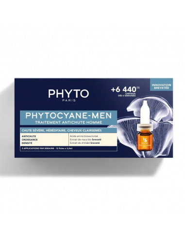 Phytocyane Men Traitement Antichute Homme. 12x3,5ml boite bleu clair