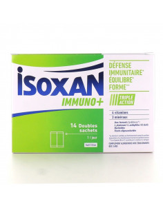 Isoxan Immuno+ Triple Action. 14 doubles sachets boite verte blanche
