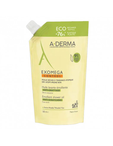 Aderma Exomega Control Huile Lavante Émolliente. Eco-recharge 500ml