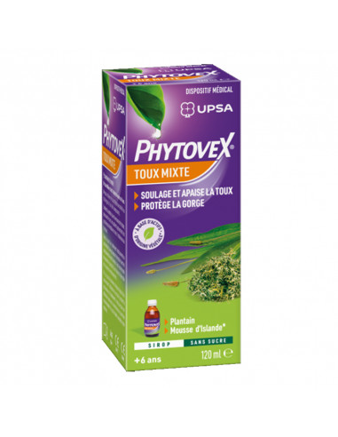 Phytovex Toux Mixte. Sirop 120ml sans sucre dispositif médical