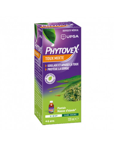 Phytovex Toux Mixte. Sirop 120ml sans sucre dispositif médical