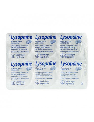 Lysopaïne maux de gorge ambroxol citron 20 mg sans sucre 18