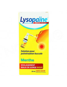 Lysopaïne Maux de Gorge Aigus Solution pour Pulvérisation Buccale Menthe Sans Sucre. 20ml 2