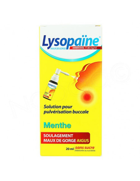 Lysopaïne Maux de Gorge Aigus Solution Pulvérisation Buccale Menthe Sans Sucre 20ml  - 2