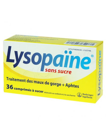 Lysopaine pastille Menthe sans sucre - Médicament Mal de gorge