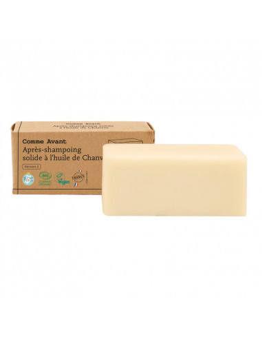 Comme Avant Après-shampoing Bio solide 45g boite carton pain rectangulaire blanc
