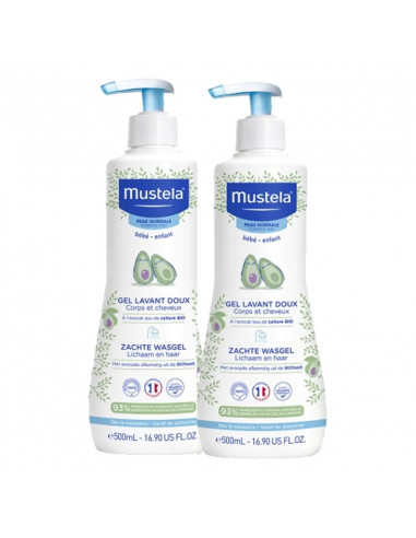 Mustela Gel Lavant Doux Bébé. Lot 2x500ml offre promotion