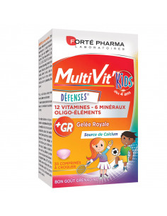 Forté Pharma MultiVit' Kids Défenses. 60 comprimés à croquer gout grenadine