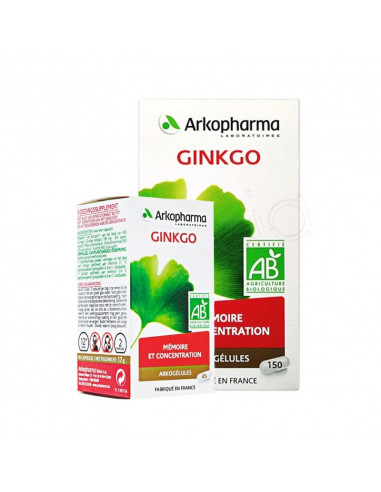 Arkopharma Mémoire & Concentration Ginkgo. 150 gélules + 45 gélules OFFERTES