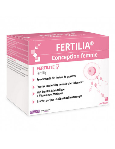 Fertilia Conception Femme Fertilité. 30 sachets boite rose blanche
