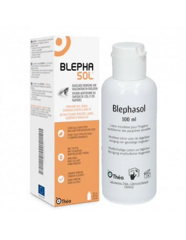 BlephaSol Hygiène Quotidienne Oeil et Paupières Lotion 100ml flacon blanc boite orange
