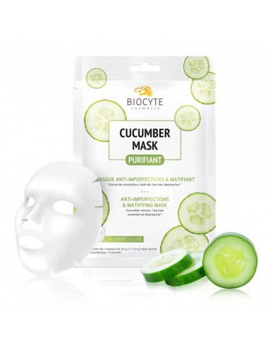 Biocyte Cucumber Mask Purifiant Masque Anti-imperfections visage concombre. x1 masque tissu
