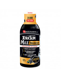 Forté Pharma XtraSlim Max Draineur Concentré. 500ml bouteille noir orange gout cassis