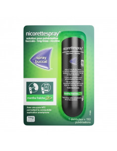 Nicorette Spray Buccal 1mg/dose Menthe Fraiche. Distributeur 150 pulvérisations + puce