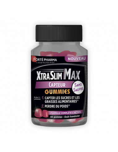 Forté Pharma XtraSlim Max Capteur Gummies. 60 gommes goût framboise