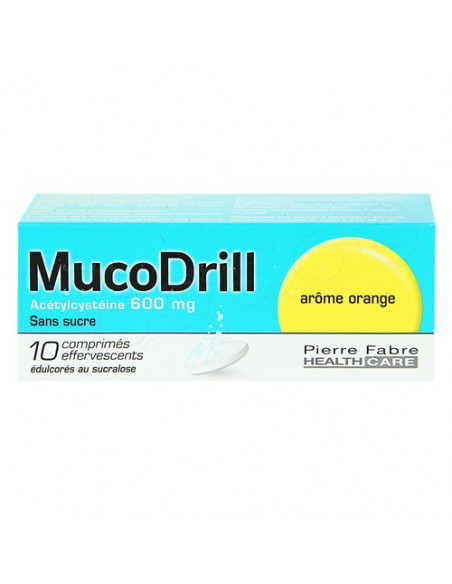 MucoDrill 600mg Arôme Orange Sans Sucre 10 comprimés effervescents Pierre Fabre - 2