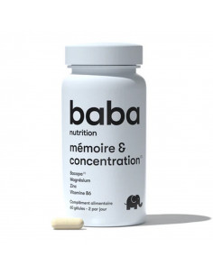 Baba Mémoire et Concentration. 60 gélules pot bleu éléphant