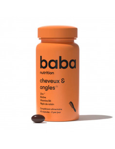 Baba Nutrition Cheveux & Ongles. 60 capsules pot orange