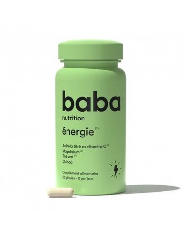 Baba Nutrition énergie. 60 gélules pot vert