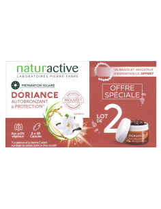 Naturactive Doriance Autobronzant & Protection. 2x30 capsules + 1 bracelet perles indicateur UV OFFERT