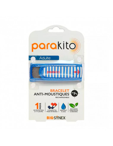 Parakito Bracelet Anti-Moustique Rechargeable Adulte rayé Marin