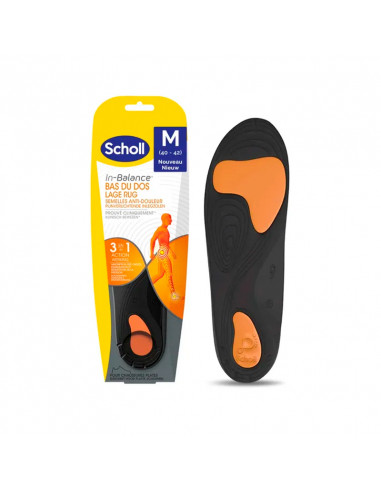 Scholl In-Balance Semelles Anti-douleur Bas du Dos 1 Paire Taille M