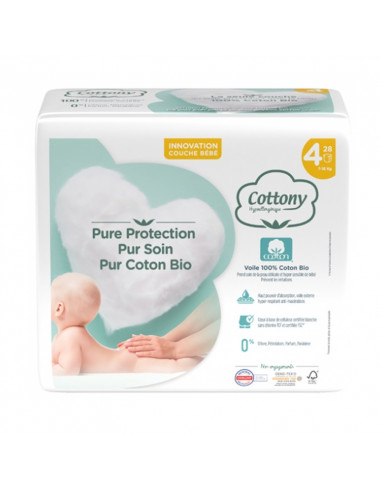 Cottony Couche Bébé Pur Coton Bio Taille 4. 28 couches