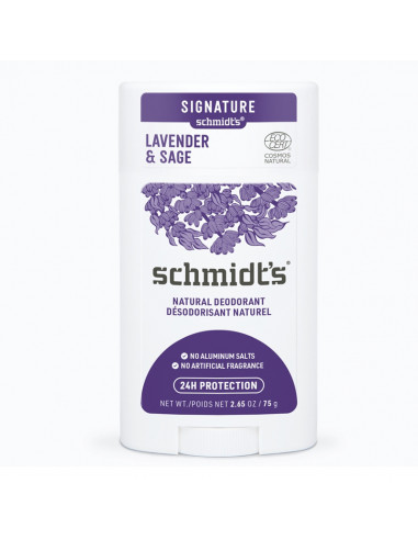 Schmidt's Désodorisant Naturel Lavande et Sauge. Stick 75g