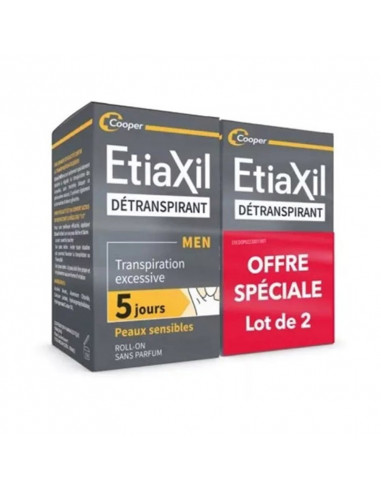 Etiaxil Men Détranspirant Homme Roll-on. Lot 2x50ml