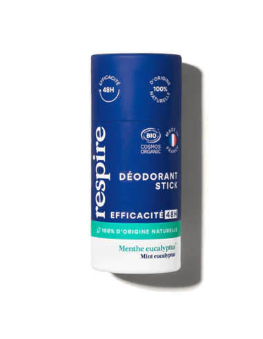 Respire Déodorant Stick 48h Menthe Eucalyptus. 50g bleu marine foncé