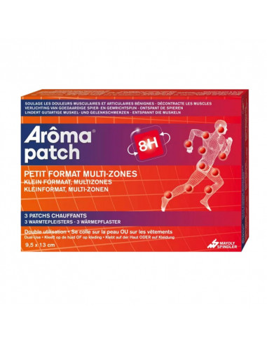 Arôma Patch Petit Format Multi-zones. x3 patchs chauffants 9,5 x 13 cm boite rouge