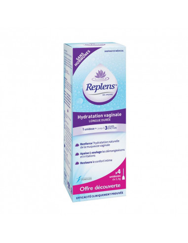 Replens Hydratation Vaginale. Offre découverte x4 unidoses 5,9g