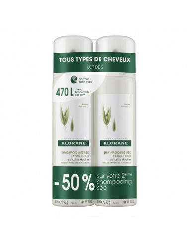 Klorane Shampooing Sec Extra-doux. Lot 2x150ml