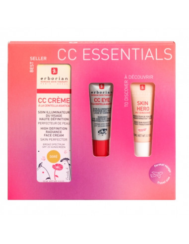 Erborian CC Essentials CC Crème Doré 15ml + 2 formats voyage coffret rose