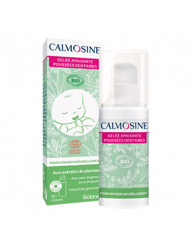 Calmosine Gelée Apaisante Bio Poussées Dentaires. 15ml flacon pompe airless 60 doses