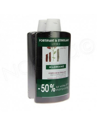 Klorane Shampooing Quinine Fortifiant Stimulant. Lot 2x400ml -50% sur le 2e