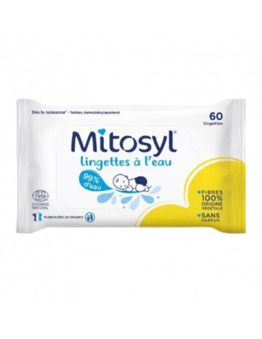 Mitosyl Lingettes à l'Eau. Paquet 60 lingettes bébé