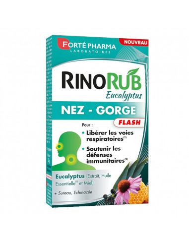 Forté Pharma RinoRub Eucalyptus Nez-Gorge Flash. 15 comprimés