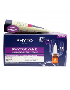 Phytocyane Coffet Antichute Femme Chute Progressive. 12x5ml + Shampooing 100ml Offert