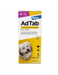 AdTab Comprimés à Croquer Chiens 2,5 - 5,5kg. x3 comprimés