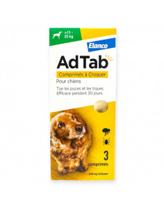 AdTab Comprimés à Croquer Chiens 11 - 22kg. x3 comprimés