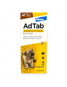 AdTab Comprimés à Croquer Chiens 1,3 - 2,5kg. x3 comprimés