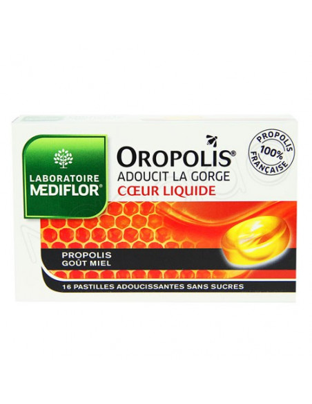 Oropolis Coeur Liquide Pastilles Adoucissantes pour la gorge. Boite 16 pastilles