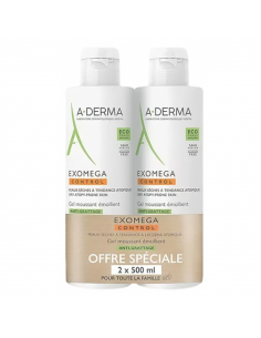 Aderma Exomega Control Gel moussant émollient. Lot 2x500ml