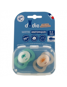 Dodie Sucettes anatomiques 0-2mois - bébé tortue. x2