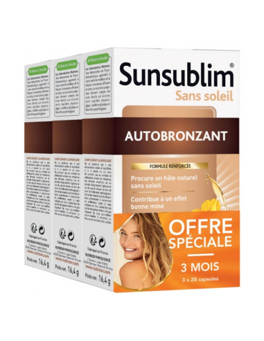 Sunsublim Sans soleil Autobronzant. Lot 3x28 capsules