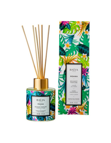 bouquet senteur avec contenant et batonnets rotin, baija senteur moana 120ml